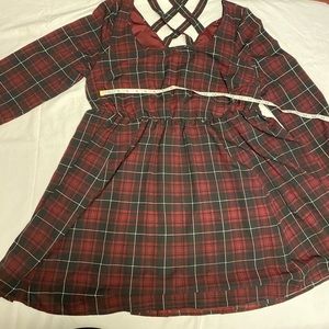 Torrid red and black plaid long sleeved dress